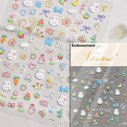 Rabbit Bunny Moon Flower Lantern Peach Blossom Star Bowknot Self Adhesive Nail Art Stickers Rhinestone Delicate Manicure Decals (ONLINE ORDER ONLY)