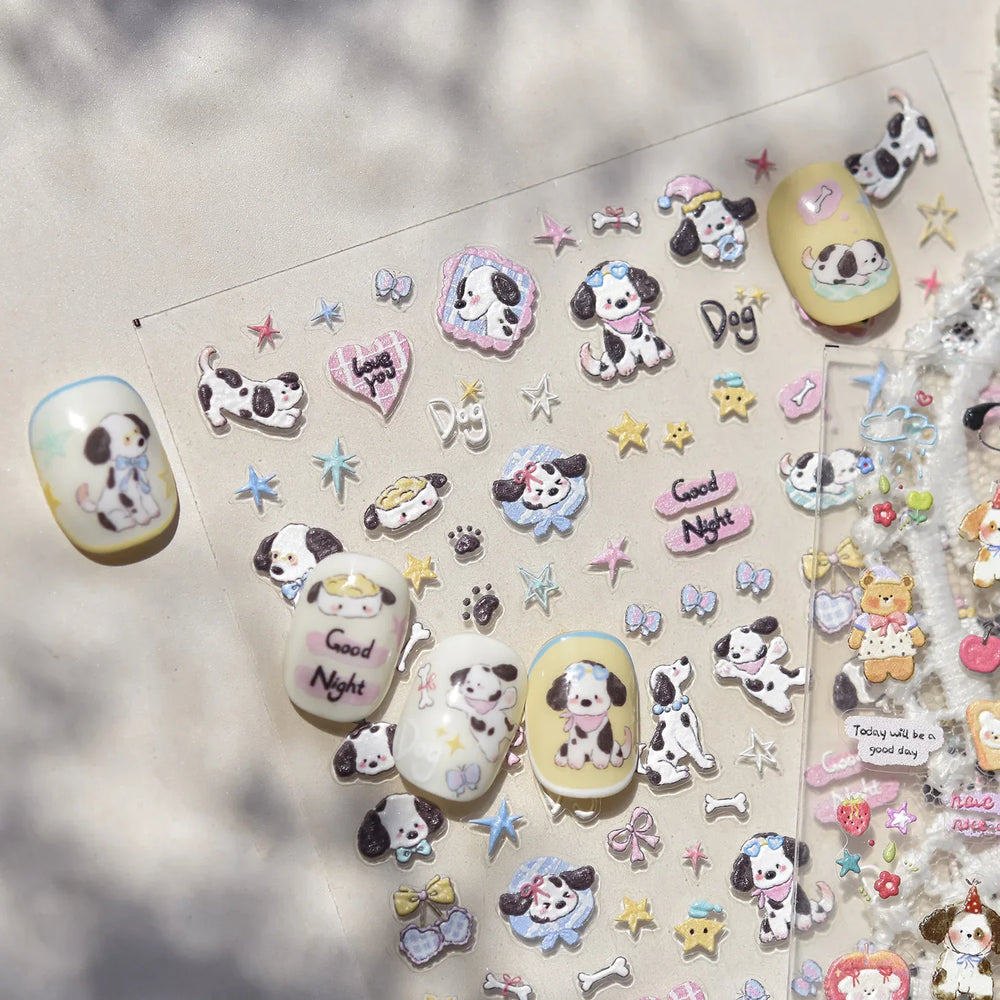 Fruits Apple Strawberry Animals Bear Dog Party Dream Flower Bone Rain Self Adhesive Nail Art Decoration Sticker Manicure Decals (Online Order Only)