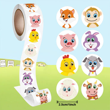 100-500pcs Cartoon Animal Reward Stickers 2.5cm/1inch DIY Decor Perfect For Learning Games Notebook Pad Fridge Gift Seal Labels (ONLINE ORDER ONLY)