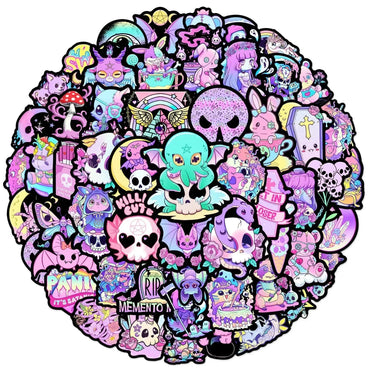 10/50pcs Cute Cartoon Gothic Horror Stickers Aesthetic Halloween Anime Graffiti Decals for Scrapbooking Luggage Laptop (Online Order Only)