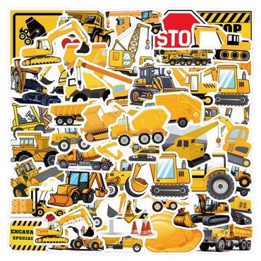 55pcs Excavator Cartoon Sticker Set for Laptop, Phone, Car, Scooter, Suitcase, Water Bottle, Stationery, Refrigerator (ONLINE ORDER ONLY)