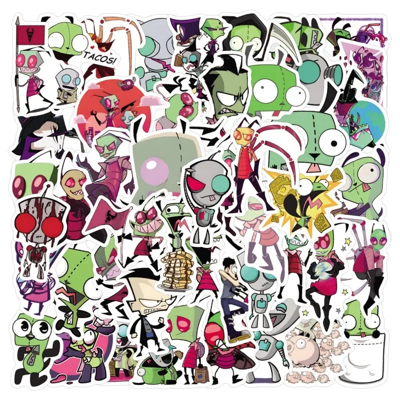 55pcs Invader Zim Stickers for Laptop, Phone, Water Bottle, Suitcase, and More (ONLINE ORDER ONLY)