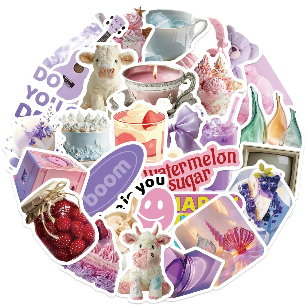 30Pcs Purple Aesthetics Sticker Diy Computer Stickers for Water Bottles Waterproof Journal Arts Crafts Toy Decals (ONLINE ORDER ONLY)