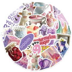 30Pcs Purple Aesthetics Sticker Diy Computer Stickers for Water Bottles Waterproof Journal Arts Crafts Toy Decals (ONLINE ORDER ONLY)