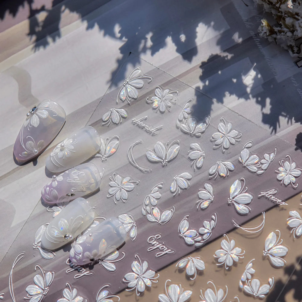 Shiny Cherokee Rose Golden Cherry Blossom Cherish Enjoy Flower Line Petal Delicate Self Adhesive Nail Art Sticker Manicure Decal (ONLINE ORDER ONLY)