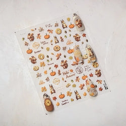 Charming Sunflower Rabbit Pumpkin Squirrel Pinecone Deciduous Produce Good Harvests Cookie Nail Art Sticker Decoration Decals (ONLINE ORDER ONLY)
