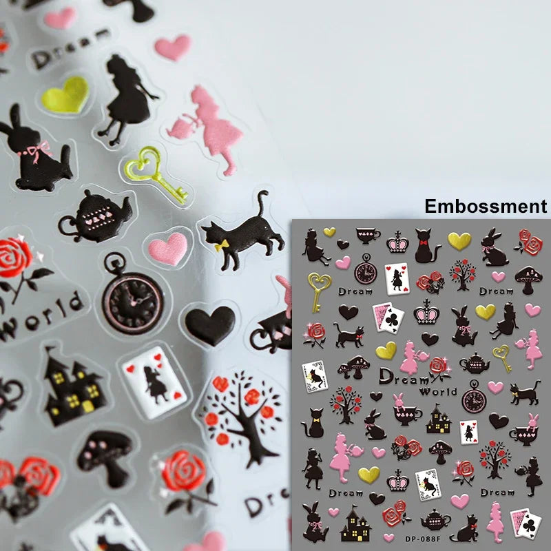 Cute Cat Eye Fishbone Animals Leopard Cat Ginger Cat Kitten Exclamation Point Paw Self Adhesive Nail Art Sticker Manicure Decals (ONLINE ORDER ONLY)