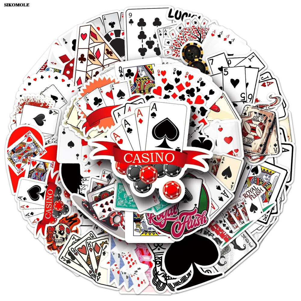 Cartoon Poker Stickers: 10/30/50pcs for Laptop, Luggage, Notebook, DIY Decals (Online Order Only)