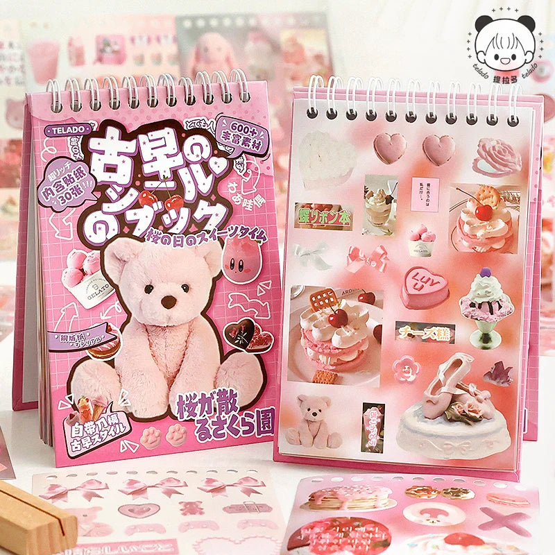 30sheets/book Y2K Retro Cute Bear Food Cut Film Sticker for Laptop Phone Camera Journal Scrapbook Kawaii Decoration Sticker Gift (ONLINE ORDER ONLY)