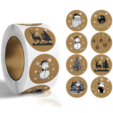 100-500pcs Kraft Paper Stickers Christmas Gift Decoration Sticker For Package Stationery Stickers Happy Decoration Seal Label (ONLINE ORDER ONLY)