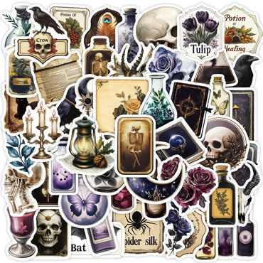 10/50pcs Retro Dark Gothic Horror Skull Aesthetic Stickers Cool Graffiti Decals DIY Laptop Phone Water Bottle Skateboard Sticker (Online Order Only)