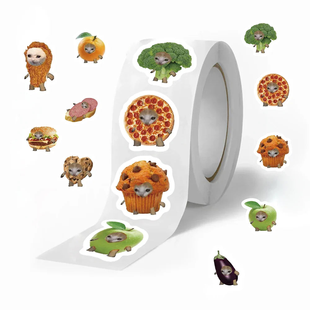 500pcs Cats And Food Reward Stickers Encouragement Sticker Roll For Kids Motivational Stickers With Cute Animals For Students (ONLINE ORDER ONLY)