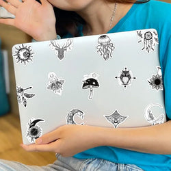 50pcs Black White Psychedelic Gothic Stickers Pack Stationery Laptop Phone Guitar Ipad Sticker DIY Scrapbooking Supplies (ONLINE ORDER ONLY)
