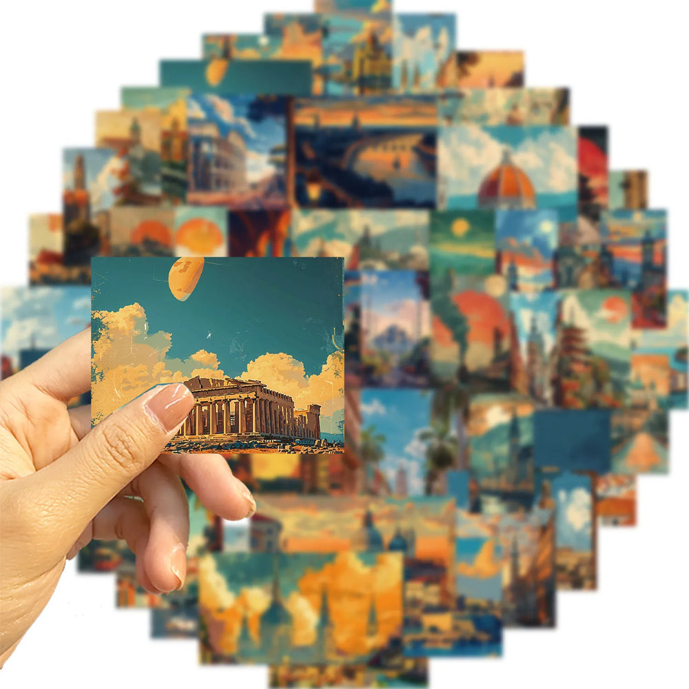 50pcs Retro Landscape Painting Stationery Sticker Asethetic Natural Landscape Scrapbook Sticker DIY Decor Luggage Sticker (ONLINE ORDER ONLY)