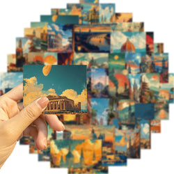 50pcs Retro Landscape Painting Stationery Sticker Asethetic Natural Landscape Scrapbook Sticker DIY Decor Luggage Sticker (ONLINE ORDER ONLY)