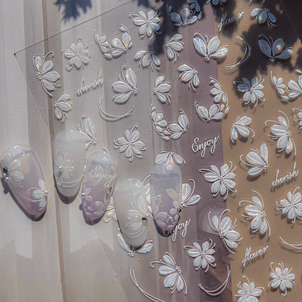 Shiny Cherokee Rose Golden Cherry Blossom Cherish Enjoy Flower Line Petal Delicate Self Adhesive Nail Art Sticker Manicure Decal (ONLINE ORDER ONLY)