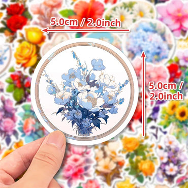 10/30/50PCS Vintage Rose and Floral Sticker Packs (ONLINE ORDER ONLY)