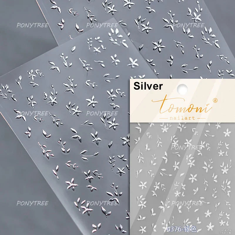 Retro Mini Flower Vintage Leaves Hot Stamping Petal Daisy Delicate Chic Self Adhesive Nail Art Stickers Manicure Decal Wholesale (ONLINE ORDER ONLY)