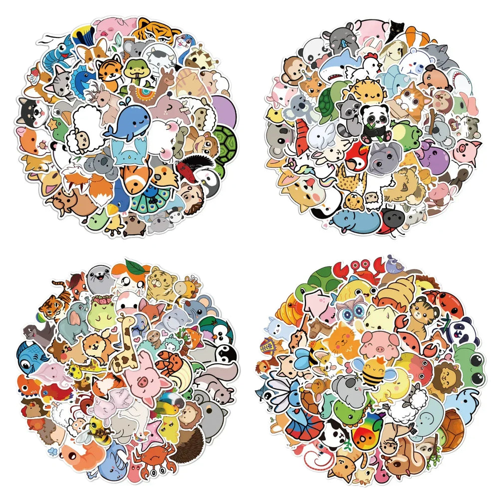 50pcs Cute Animal Stickers Waterproof Laptop Phone Case Guitar Skateboard Notebook (Online Order Only)