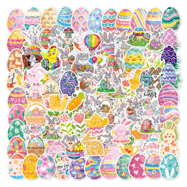 10/30/50/100PCS Cute Easter Egg Rabbit Holographic Laser Cartoon Stickers DIY Phone Notebook Laptop Luggage Fridge Decals Toys (Online Order Only)