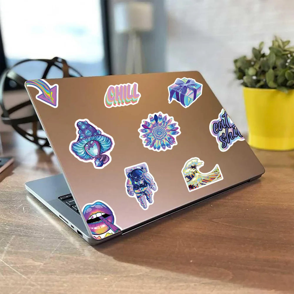 10/30/50PCS Mixed Cartoon Holographic Laser Cool Stickers Aesthetic Decal Skateboard Phone Car Luggage Sticker Kid Classic Toy (ONLINE ORDER ONLY)