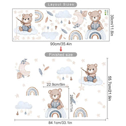Pink Fox Rainbow Cloud Moon Star Nursery Wall Decals Kids Room Decor (Online Order Only)