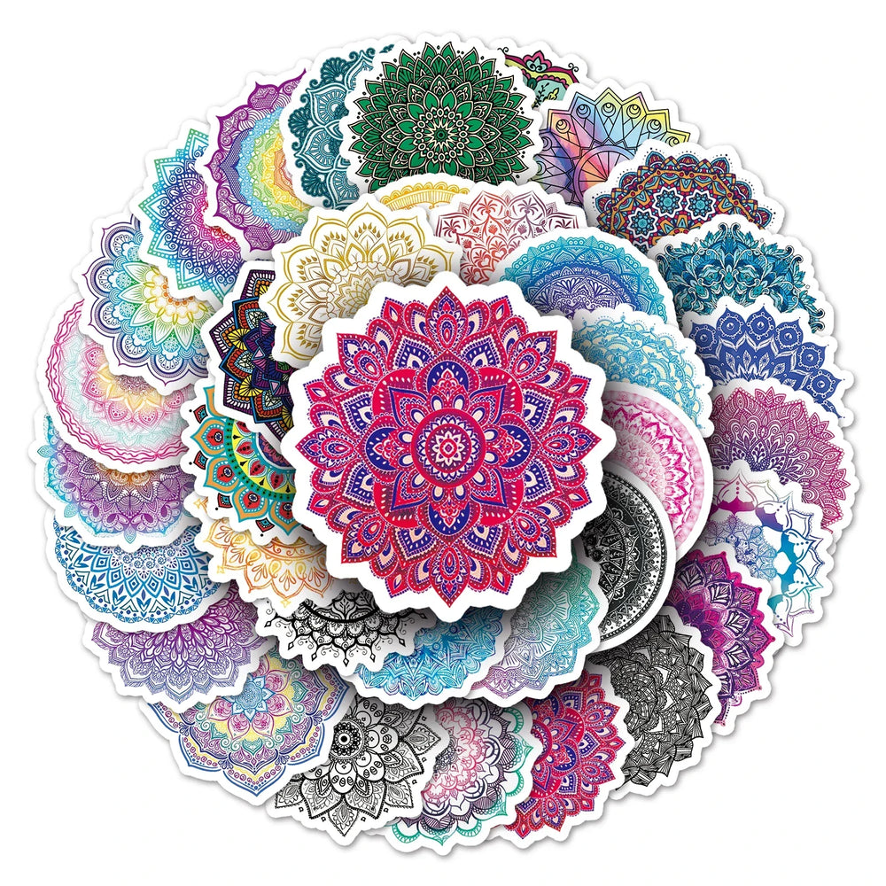 50Pcs Kaleidoscope Cartoon Waterproof Vinyl Stickers for Skateboard Snowboard Home Decor (ONLINE ORDER ONLY)
