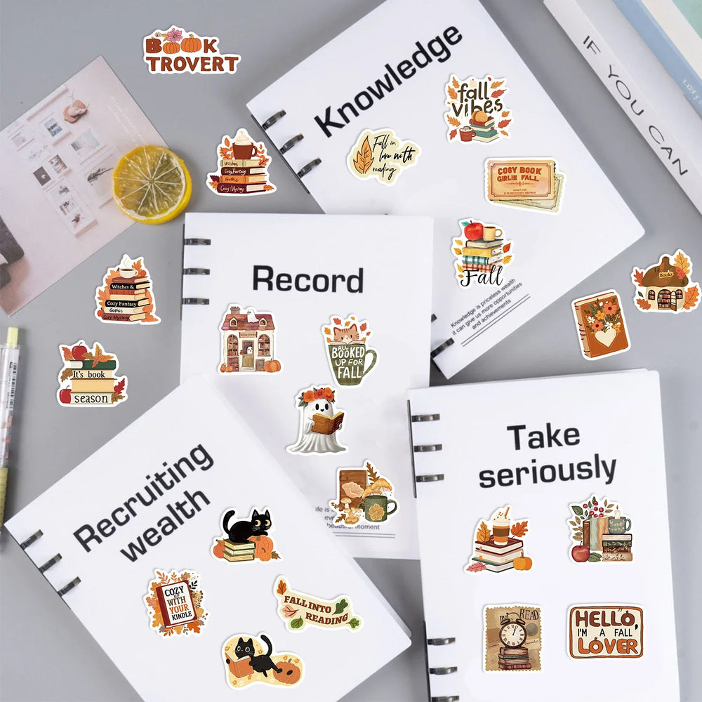 50Pcs Bookish Fall Stickers For Water Laptop Skateboard Computer Luggage Decals Motivational Scrapbook Sticker (ONLINE ORDER ONLY)