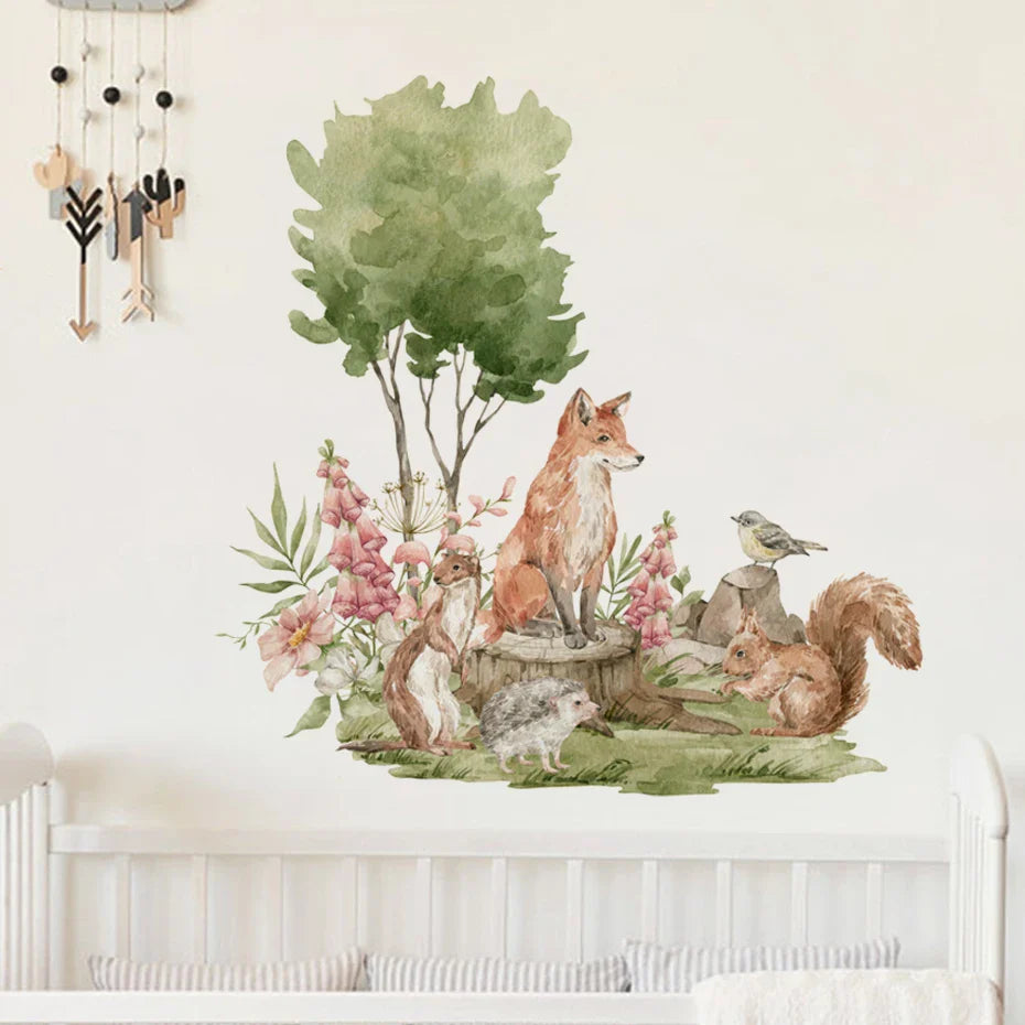 Cartoon Woodland Animals Wall Stickers for Kids Nursery Bedroom Decals (Online Order Only)