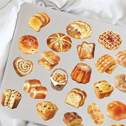 50PCS Kawaii Bread PET Sticky Sticker Aesthetic Korean Stationery DIY Decoration Scrapbooking School Supplies for Kids (Online Order Only)