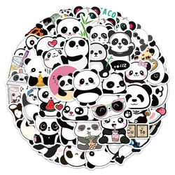 50pcs Cute Cartoon Animals Panda Stickers For Laptop Phone Luggage Guitar Decor Waterproof Graffiti Car Decals Kids Toy (ONLINE ORDER ONLY)