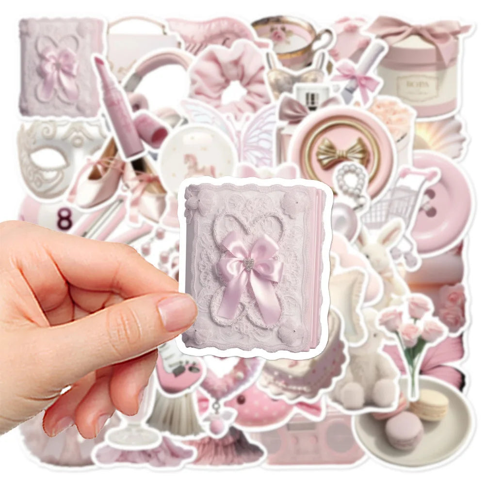 10/30/50PCS Ins Style Ballet Pink Girls Stickers Decoration DIY Scrapbook Phone Fridge Suitcase Skateboard Car Wall Decals Toys (ONLINE ORDER ONLY)