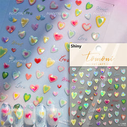 Lovely Love Heart Graffiti Crystal Geometric Cat's Eye Macaron Color Hollow Out Self Adhesive Nail Art StickersManicure Decals (ONLINE ORDER ONLY)