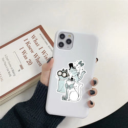 10/30/54PCS Cat Wearing a Hat Stickers Cute Cartoon Graffiti Kawaii Cat Sticker DIY Animal Decals Luggage Laptop Phone Guitar (Online Order Only)
