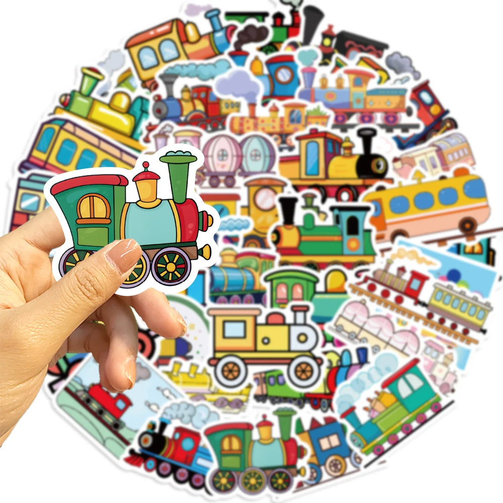 56PCS Cute Cartoon Retro Train Sticker DIY Laptop Luggage Skateboard Graffiti Waterproof Decals Sticker for Kid Toys (ONLINE ORDER ONLY)