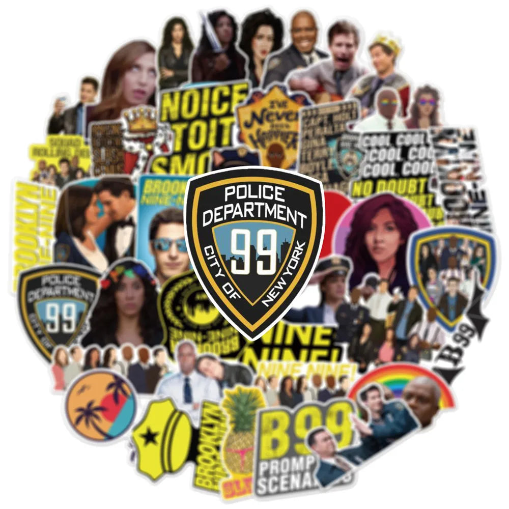 50PCS TV Series Brooklyn Nine-Nine Stickers for DIY Stationery Decal Pegatina Motorcycle Skateboard Laptop Guitar Sticker (ONLINE ORDER ONLY)
