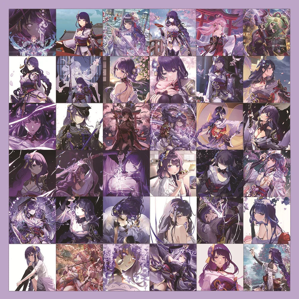 Genshin Impact Anime Stickers Set - Purple Graffiti for Notebook, Skateboard, Laptop, Phone, Car (Online Order Only)
