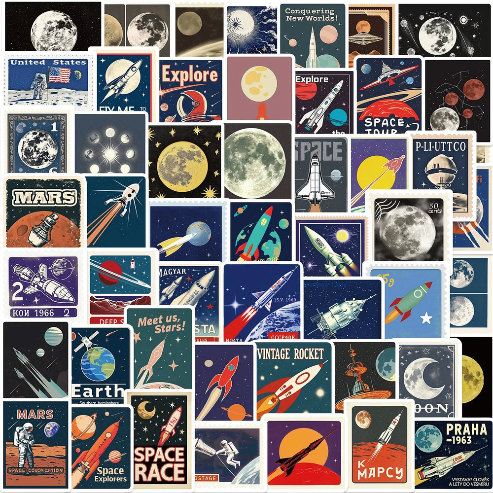 50pcs Space Travel Cartoon Stickers Waterproof for Phone Laptop Notebook Suitcase (ONLINE ORDER ONLY)