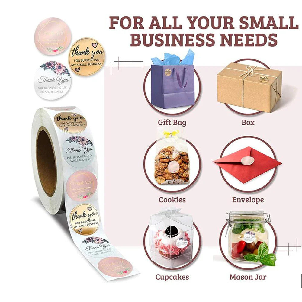 50-500pcs Thank You For Supporting My Small Business Floral Sticker Gift Packaging Seal Label Scrapbooking Stationery Stickers (Online Order Only)