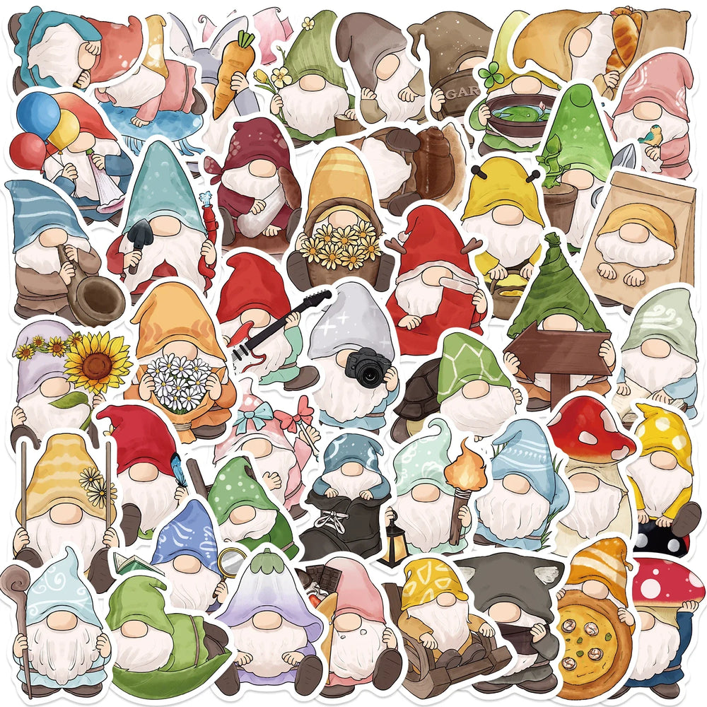 50PCS Gnome Dwarf Stickers Waterproof Vinly Stickers Decorative DIY Graffiti Luggage Stickers Children's Toys (ONLINE ORDER ONLY)