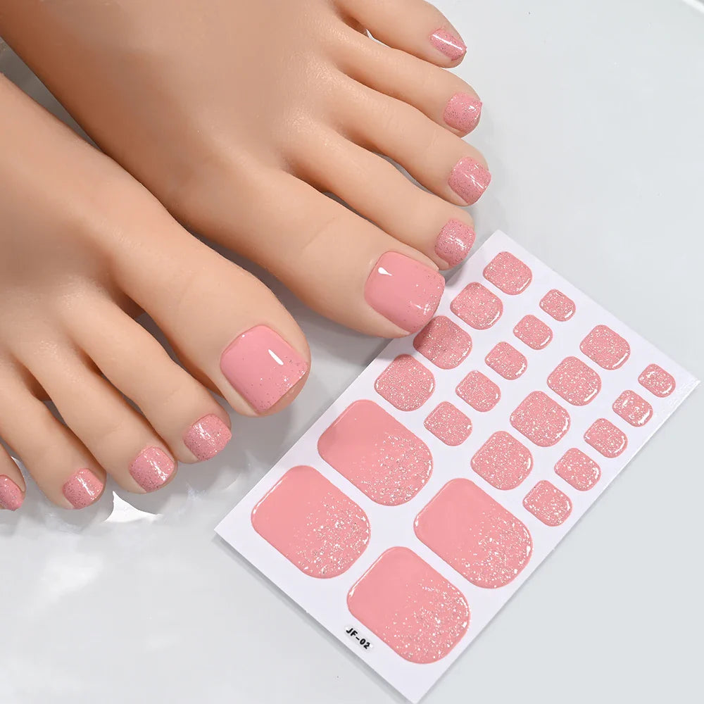 110Tips 3D Full Cover Gradient Toenail Stickers Multi Color Self Adhesive Slider No Need UV Lamp Cured Press On Toe Nail Decals* (ONLINE ORDER ONLY)