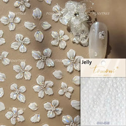 White Pink Flower Dreamy Romantic Petal Jelly Shiny Peach Blossom Polarized Light Delicate Nail Art Stickers 5D Manicure Decals (ONLINE ORDER ONLY)