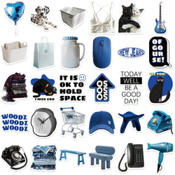 30Pcs Blue Time Cartoon Aesthetic Stickers Cute Decal For Computer Laptop Phone Luggage Graffiti Sticker Toy (ONLINE ORDER ONLY)