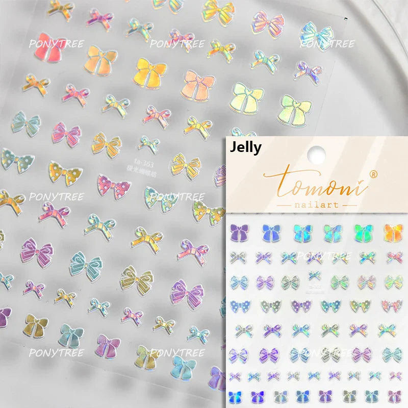 Dreamy Shiny Bowknot Ribbon Lace Delicate Tie Charming 5D Nail Art Decoration Sticker Self Adhesive Manicure Decal DIY Wholesale (ONLINE ORDER ONLY)