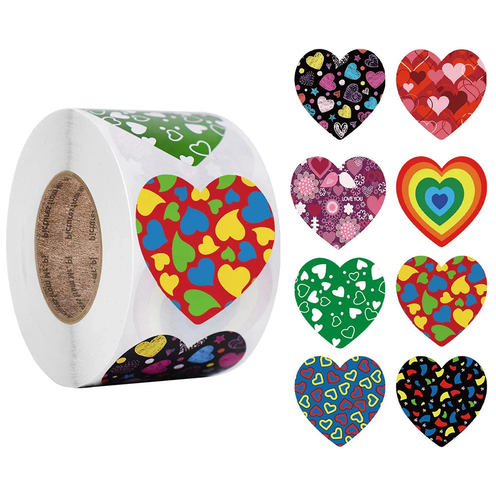 500Pcs Heart Shaped Stickers Seal Labels Stickers Scrapbooking Gift for Package and Wedding Decoration Stationery Sticker (ONLINE ORDER ONLY)