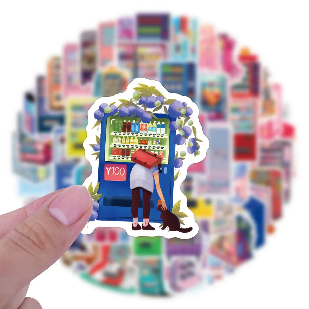 10/30/50pcs Cartoon Vending Machine Anime Stickers Laptop Motorcycle Phone Car Skateboard Motorcycle Waterproof Sticker Decals (ONLINE ORDER ONLY)