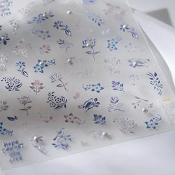 Blue Flower Vivid Bird Hope Can Set You Free Magpie Leaf Pearl Letter Adhesive Nail Art Sticker Aesthetic Beauty Manicure Decal (ONLINE ORDER ONLY)