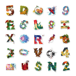 10/30/50PCS Illustration Art Aesthetic Graffiti Stickers Cute Letter Number Decals Decoration Wall Phone Notebook Kids DIY Toys (ONLINE ORDER ONLY)