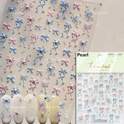 White Pearl Various Bowknot Line Tassel Tender Ribbon Arc Charming Self Adhesive Nail Art Decorations Stickers Manicure Decals (ONLINE ORDER ONLY)