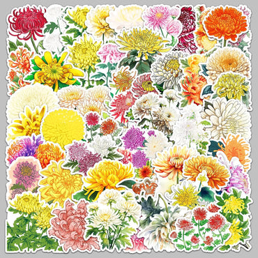 50Pcs Cartoon Chrysanthemum Graffiti Stickers for Helmet, Wall, DIY Decor (ONLINE ORDER ONLY)